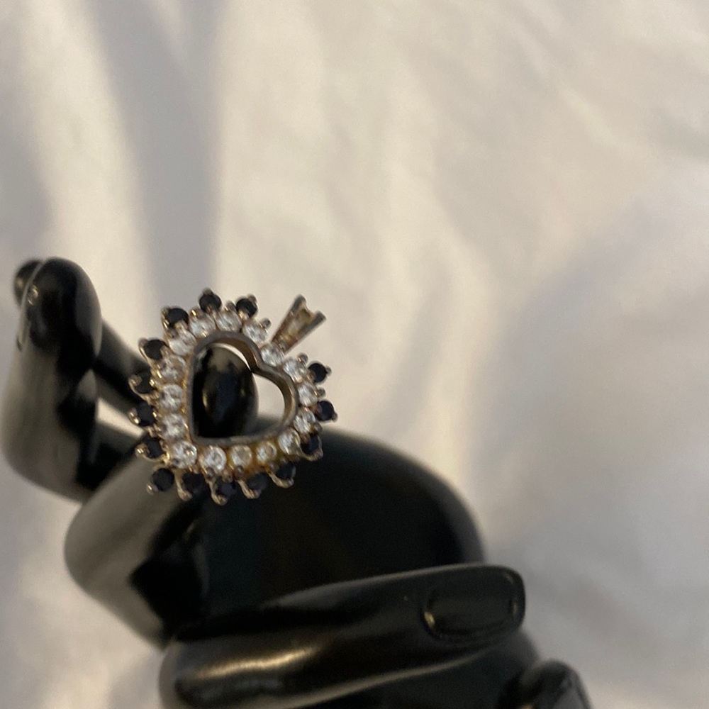 Genuine Huge Sapphires and CZ  pendant (chain not included) in  Sterling Silver